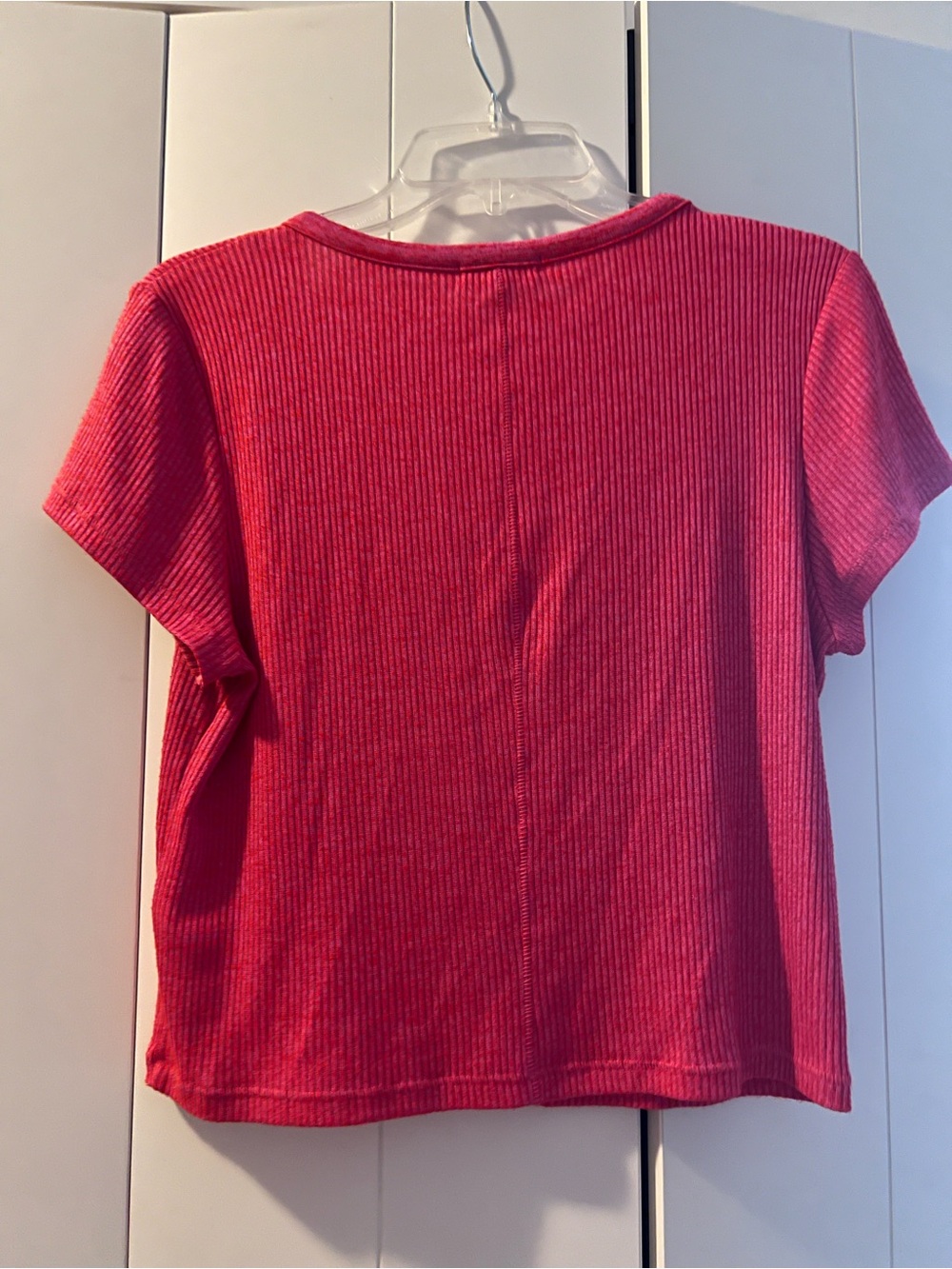 Rag & Bone Ribbed Short-Sleeve Button Front Top in Raspberry - Picture 2 of 4